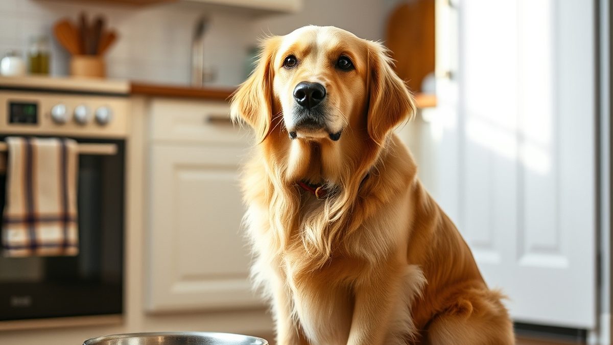 A golden retriever beside a food bowl, illustrating the best dog food for golden retrievers