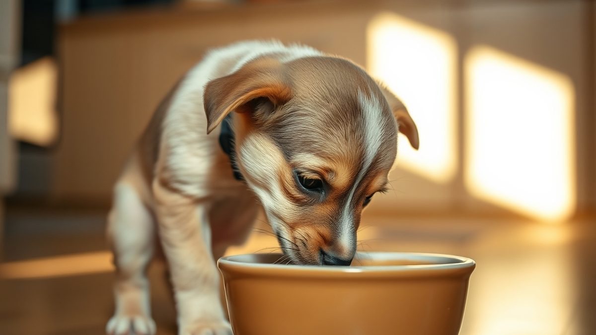 A puppy eating from a bowl, illustrating the best dog food for puppies