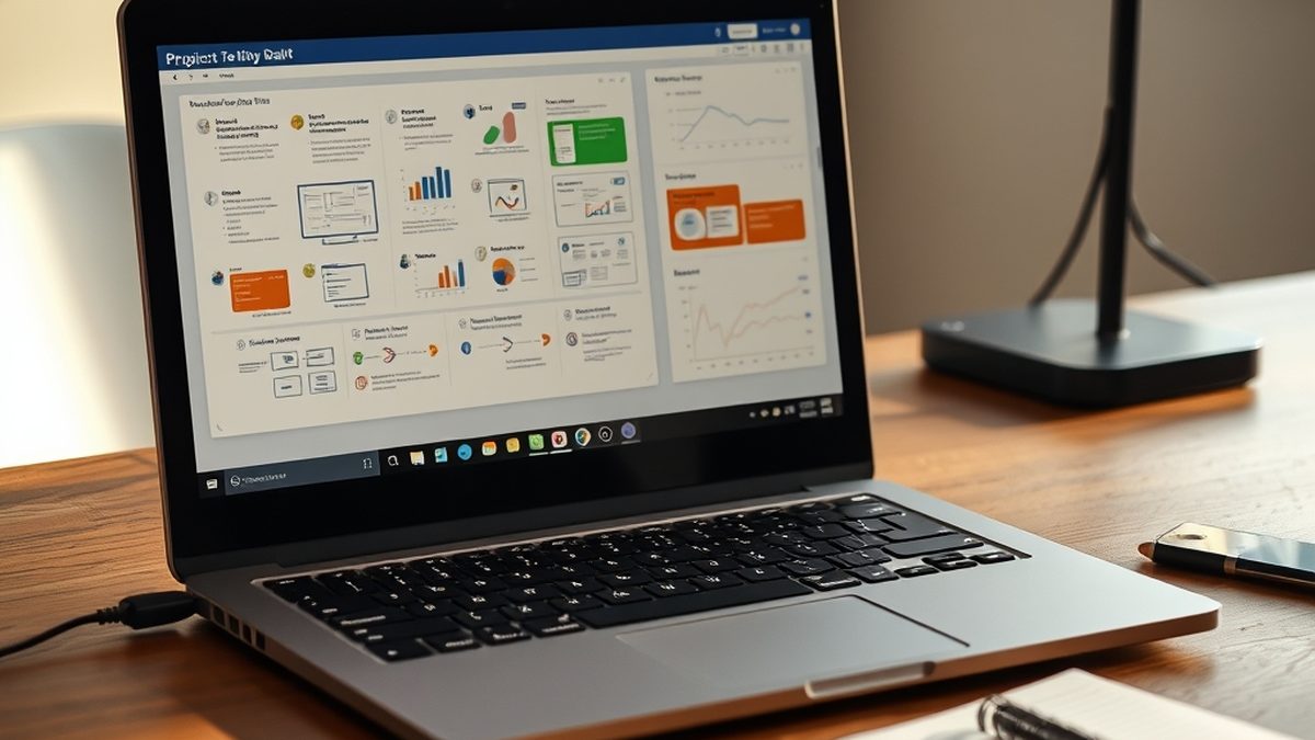 A laptop showing a project board beside a notebook, illustrating free alternatives to Notion