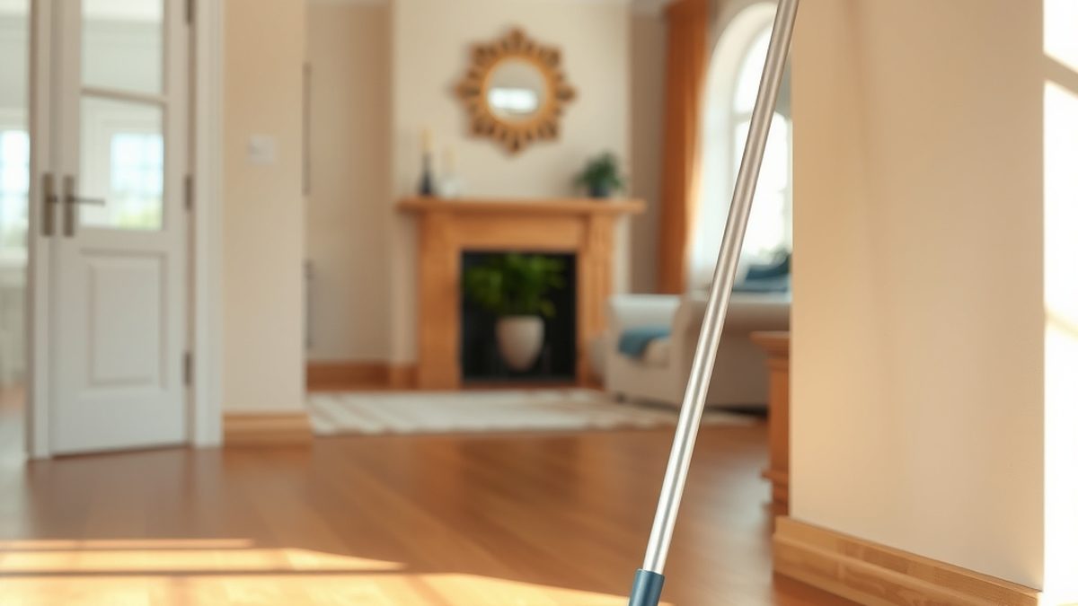 A clean hardwood floor in a bright living room with natural light, showing the proper way to clean hardwood floors without damaging them